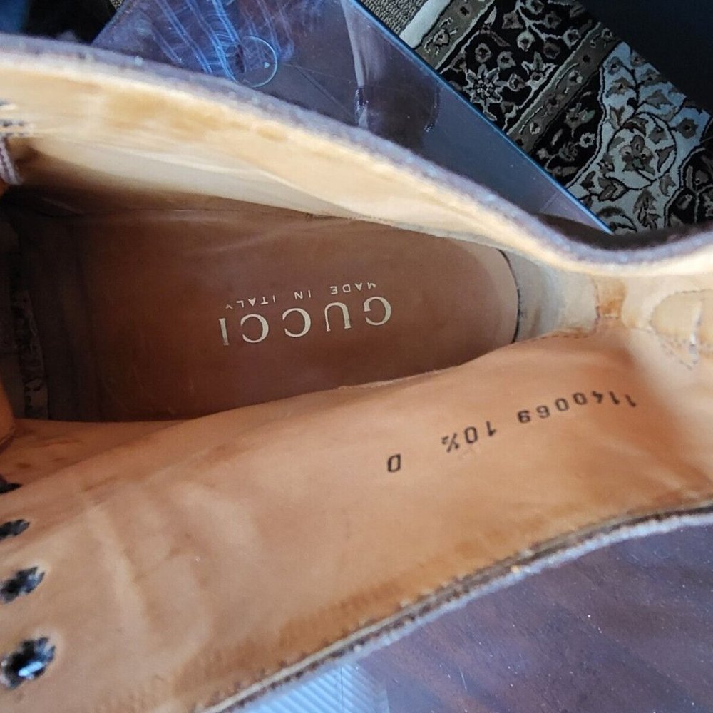 Gucci Mens size 10.5 Gucci LIght Brown Leather Cap Toe Chukka Boot Never Worn - Picture 7 of 13
